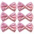 6x Light Pink Sequin Polka Dots Bow Tie Bulk Pack - Fancy Dress Clown Costume Party
