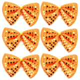 6x Orange Sequin Polka Dots Bow Tie Bulk Pack - Fancy Dress Clown Costume Party