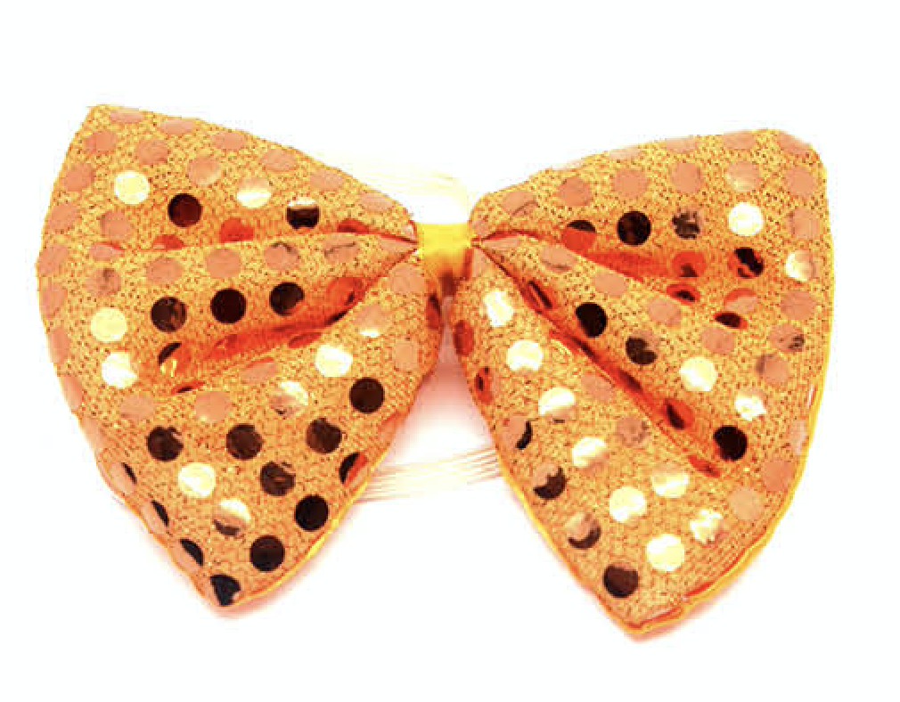 Orange Sequin Polka Dots Bow Tie - Fancy Dress Clown Costume Party