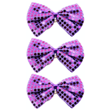3x Purple Sequin Polka Dots Bow Tie Bulk Pack - Fancy Dress Clown Costume Party