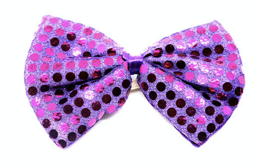 Purple Sequin Polka Dots Bow Tie - Fancy Dress Clown Costume Party