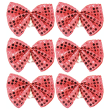 6x Red Sequin Polka Dots Bow Tie Bulk Pack - Fancy Dress Clown Costume Party