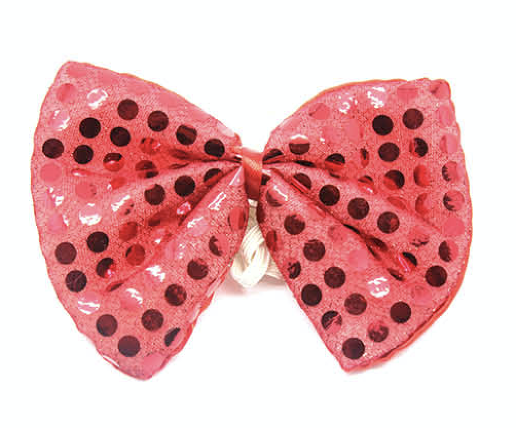 Red Sequin Polka Dots Bow Tie - Fancy Dress Clown Costume Party