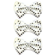 3x White/Silver Sequin Polka Dots Bow Tie Bulk Pack - Fancy Dress Clown Costume Party