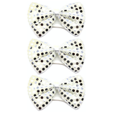 3x White/Silver Sequin Polka Dots Bow Tie Bulk Pack - Fancy Dress Clown Costume Party