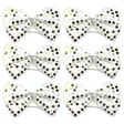 6x White/Silver Sequin Polka Dots Bow Tie Bulk Pack - Fancy Dress Clown Costume Party