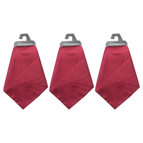 3x Mens Burgundy Pocket Square Pack - Satin Handkerchief for Suits/Wedding/Party
