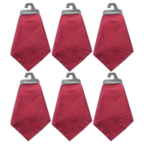 6x Mens Burgundy Pocket Square Bulk Pack - Satin Handkerchief for Suits/Wedding/Party