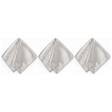 3x Mens Silver Pocket Square Pack - Satin Handkerchief for Suits/Wedding/Party
