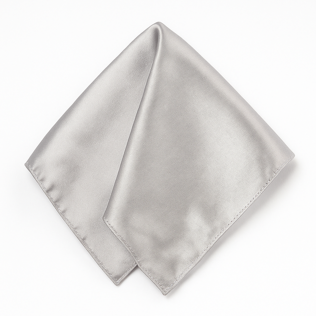 Mens POCKET SQUARE Party Silk Suit Handkerchief Kerchief Hanky Wedding  - Silver