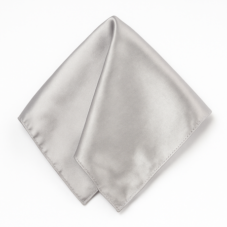 3x Mens Silver Pocket Square Pack - Satin Handkerchief for Suits/Wedding/Party