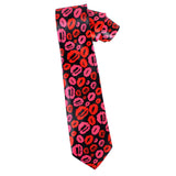 3x Long Lipstick Kisses Novelty Tie Pack - Black/Red/Pink (Mens Valentines Day Gift/Halloween Costume)
