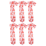 6x Long Lipstick Kisses Novelty Tie Bulk Pack - White/Red/Pink (Mens Valentines Day Gift)