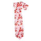 Long Lipstick Kisses Novelty Tie - White/Red/Pink (Mens Valentines Day Gift)