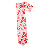 Long Lipstick Kisses Novelty Tie - White/Red/Pink (Mens Valentines Day Gift)