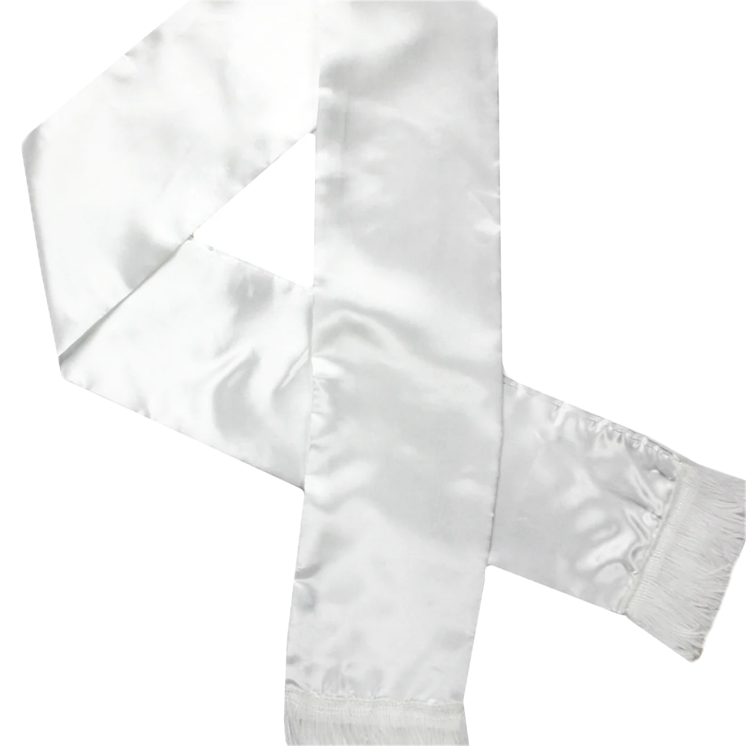 White Silky Tasselled Scarf - 1920s Gatsby/Hollywood Gangster Costume (Fancy Dress)