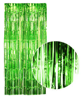 Green Tinsel Foil Curtain - Fringe Metallic Door Backdrop for Party (200x100cm)