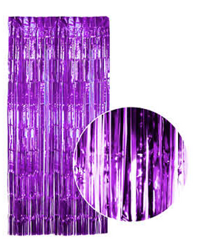 Purple Tinsel Foil Curtain - Fringe Metallic Door Backdrop for Party (200x100cm)