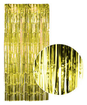 Yellow/Gold Tinsel Foil Curtain - Fringe Metallic Door Backdrop for Party (200x100cm)