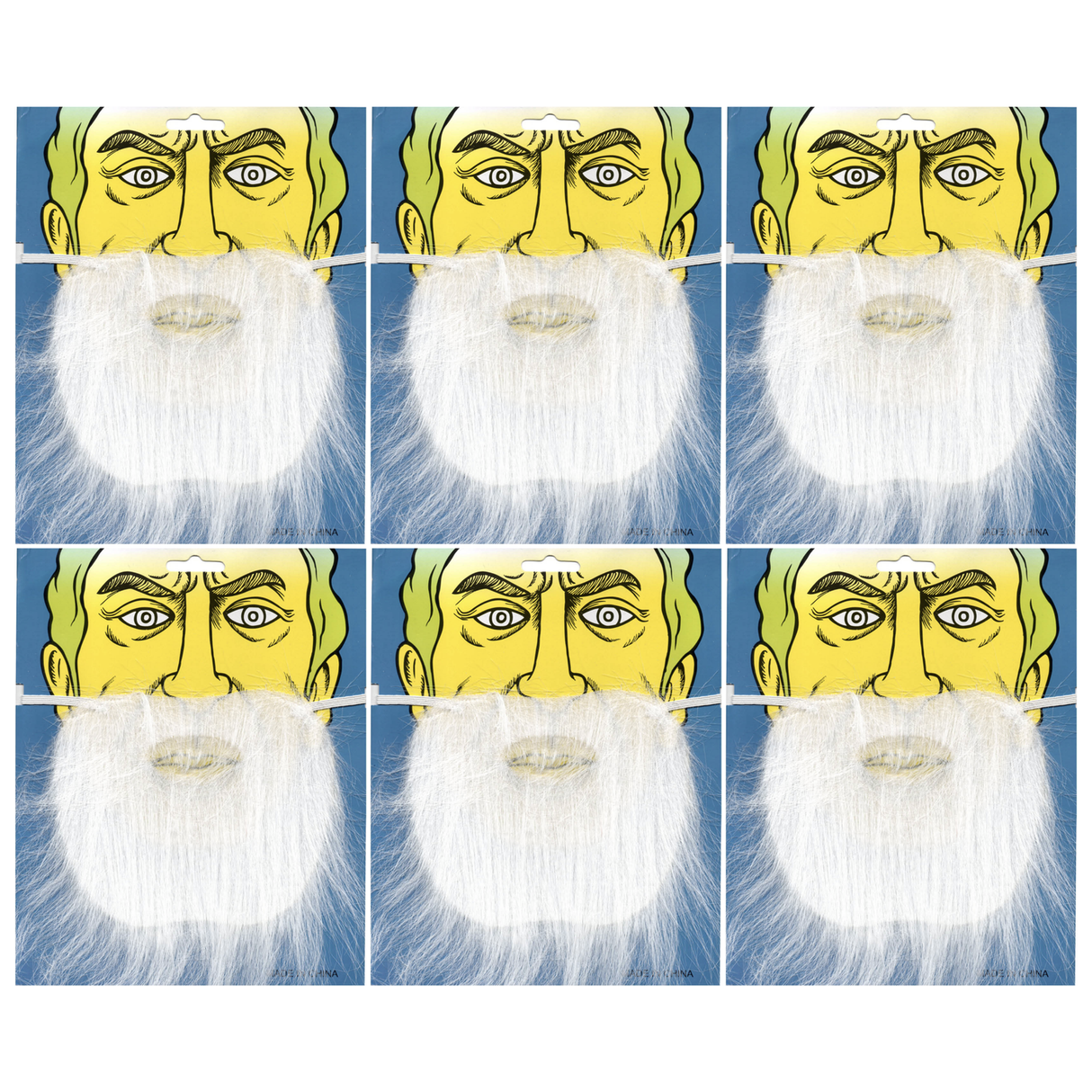 6x White Santa Claus Beard Bulk Pack - Father Xmas - One Size (Christmas Costume)
