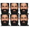 6x Black Costume Beard & Moustache Bulk Pack - Fake Facial Hair for Parties/Halloween/Fancy Dress