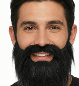 Black Costume Beard & Moustache - Fake Facial Hair for Parties/Halloween/Fancy Dress