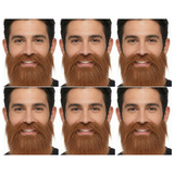 6x Brown Costume Beard & Moustache Bulk Pack - Fake Facial Hair for Parties/Halloween/Fancy Dress
