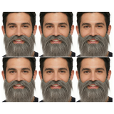 6x Grey Costume Beard & Moustache Bulk Pack - Fake Facial Hair for Parties/Halloween/Fancy Dress