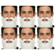 6x White Costume Beard & Moustache Bulk Pack - Fake Facial Hair for Parties/Halloween/Fancy Dress