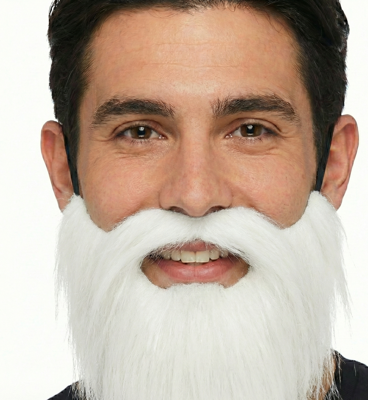 White Costume Beard & Moustache - Fake Facial Hair for Parties/Halloween/Fancy Dress