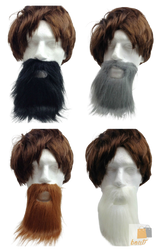 PARTY BEARD Moustache Costume Fancy Dress Mustache Halloween Fake Facial Hair - Black