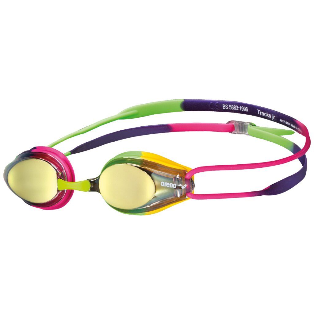 arena Tracks Mirror Swimming Goggles Kids - Violet - Fuchsia/Green