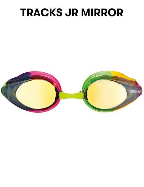 arena Tracks Mirror Swimming Goggles Kids - Violet - Fuchsia/Green