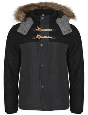 Dissident Bethwin Mens Padded Quilted Jacket - Navy (Wool Blend Winter Coat)