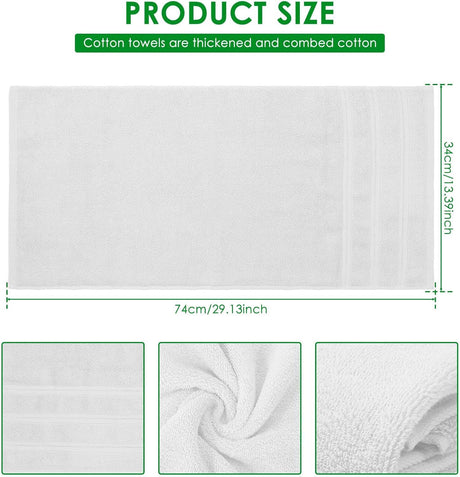 10x 100% Cotton Hand Towels Face Washers Bulk (34x74cm) in Plain White
