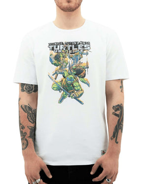 Teenage Mutant Ninja Turtles Mens T-Shirt - White (Booyakasha Graphic Tee)