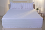 Lilac Stripe Pure Cotton Fitted Bed Sheet + Pillowcase Set