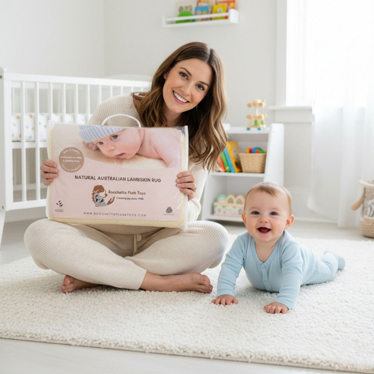Bocchetta Lambskin Baby Rug (Genuine Wool Nursery Play Mat)