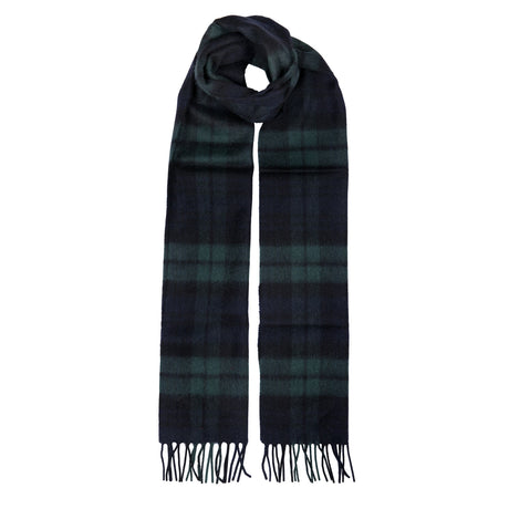 Dents Heritage Tartan Check Cashmere Scarf - Black Watch (w/ Tassels & Gift Box)
