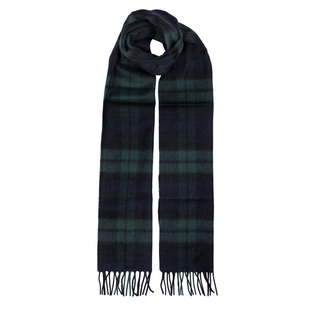 Dents Heritage Tartan Check Cashmere Scarf - Black Watch (w/ Tassels & Gift Box)