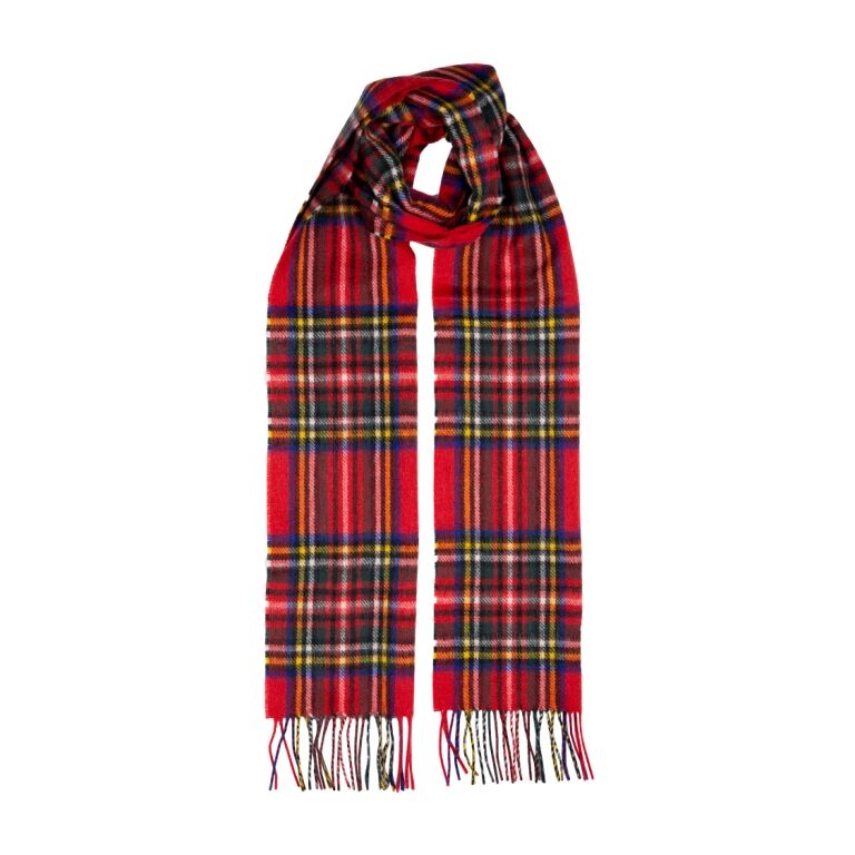 Dents Heritage Tartan Check Cashmere Scarf - Royal Stewart (w/ Tassels & Gift Box)