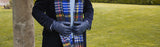 Dents Heritage Bold Check Cashmere Scarf - Night Sky (w/ Tassels & Gift Box)