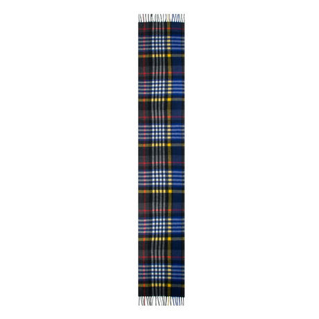 Dents Heritage Bold Check Cashmere Scarf - Night Sky (w/ Tassels & Gift Box)