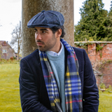 Dents Heritage Bold Check Cashmere Scarf - Night Sky (w/ Tassels & Gift Box)