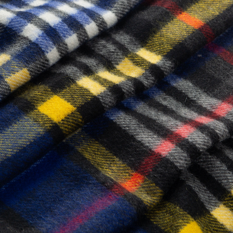 Dents Heritage Bold Check Cashmere Scarf - Night Sky (w/ Tassels & Gift Box)