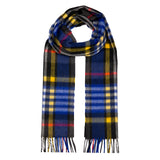 Dents Heritage Bold Check Cashmere Scarf - Night Sky (w/ Tassels & Gift Box)