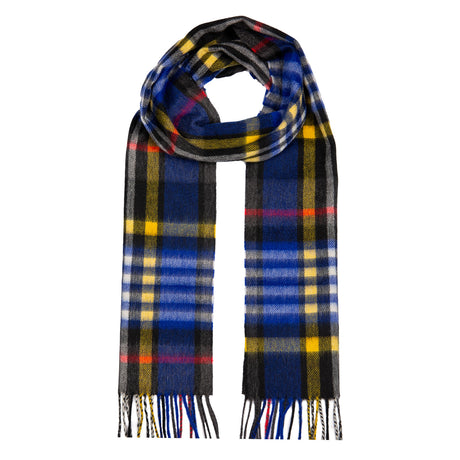 Dents Heritage Bold Check Cashmere Scarf - Night Sky (w/ Tassels & Gift Box)