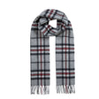 Dents Heritage Bold Check Cashmere Scarf - Silver (w/ Tassels & Gift Box)