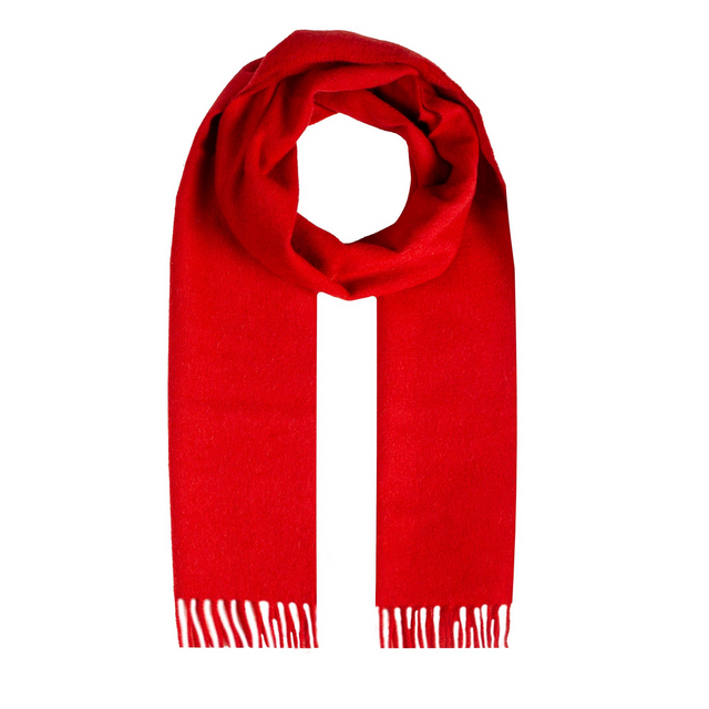 Dents Heritage Plain Cashmere Scarf - Berry Red (w/ Tassels & Gift Box)