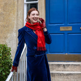Dents Heritage Plain Cashmere Scarf - Berry Red (w/ Tassels & Gift Box)